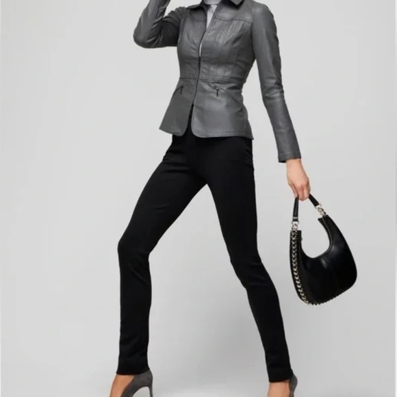 WHBM Gray Coated Moto Jacket Worn Once Like New - Picture 4 of 10